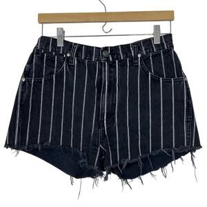 Reformation Cutoff Black‎ Striped Denim Shorts